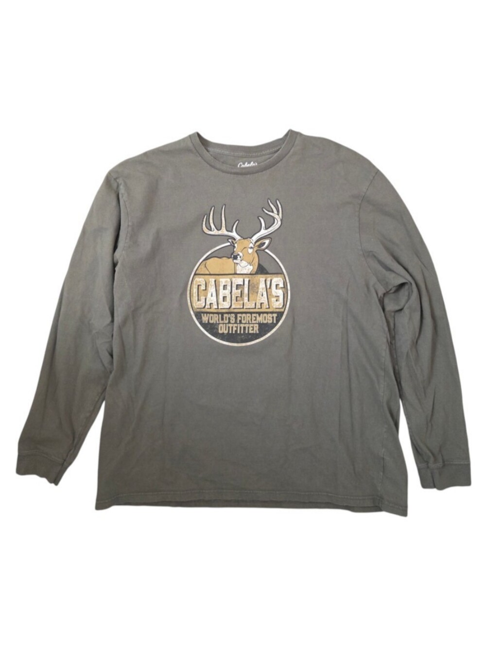 Cabela's World's Foremost Outfitter Olive Green Long Sleeve Crewneck T-shirt XL